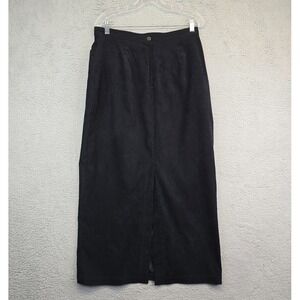 Vintage Carole Little Sport Skirt Womens 14 Pencil Black Whimsigoth‎ Faux Suede